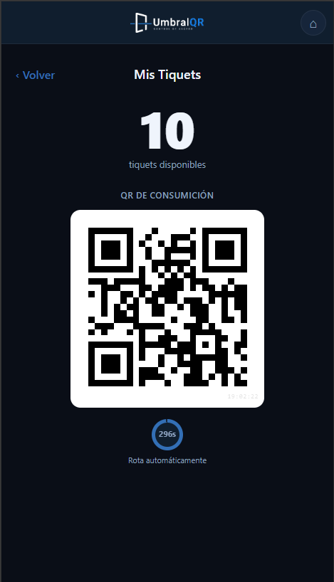 Pantalla de Tiquets de la App